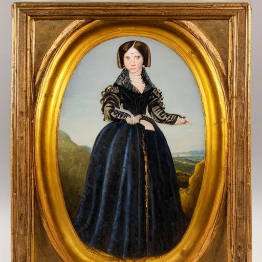 Image similar to a high quality and detailed 1840s painting of a German princess