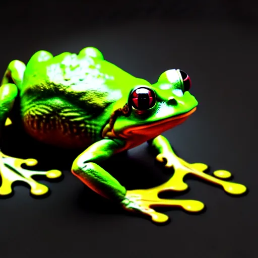 Image similar to a frog infected by an alien implant, 4K, 3D, octane render, unreal engine, as coherent as Dall-E 2