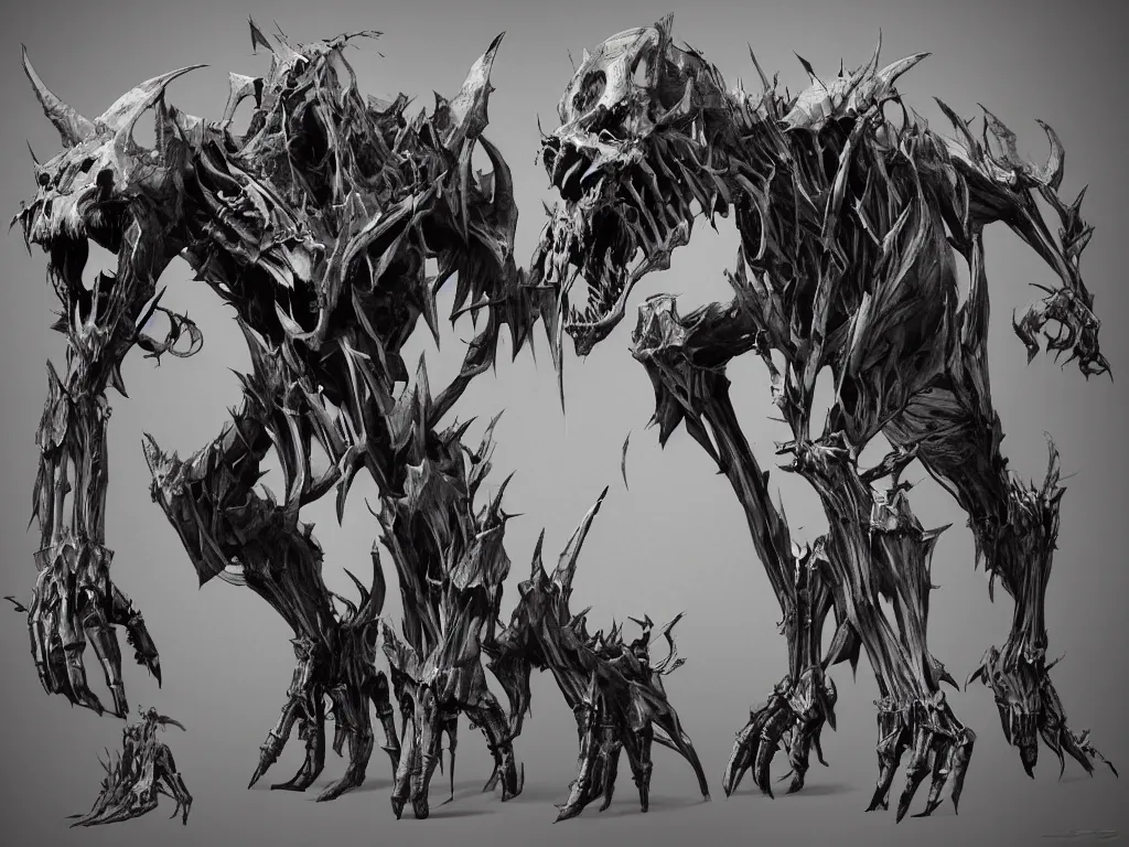 Prompt: epic skeletal beast concept art, digital character art, artstation, cgsociety