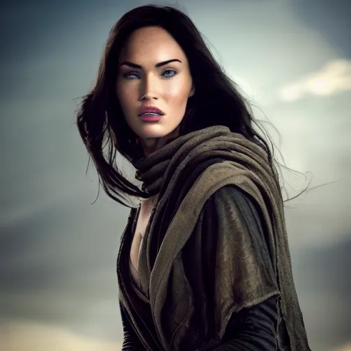 Image similar to first shot of megan fox in star wars reboot, ( eos 5 ds r, iso 1 0 0, f / 8, 1 / 1 2 5, 8 4 mm, postprocessed, crisp face, facial features )