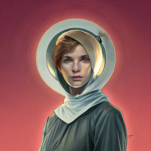 Image similar to portrait of a dystopian cute caracal wearing an outfit inspired by the handmaid ’ s tale ( 2 0 1 7 ), intricate, headshot, highly detailed, digital painting, artstation, concept art, sharp focus, cinematic lighting, digital painting, art by artgerm and greg rutkowski, alphonse mucha, cgsociety