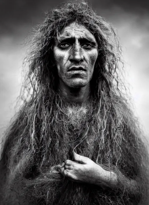 Image similar to Award winning Editorial photo of a Early-medieval Native Liechtensteiners with incredible hair and beautiful hyper-detailed eyes wearing traditional garb by Lee Jeffries, 85mm ND 5, perfect lighting, gelatin silver process