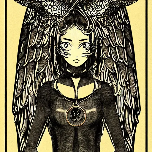 Prompt: precisely drawn illustration of anime flying winged snake, old-fashioned tarot card, victorian playing card, sepia tone, wide angle, sharp, fine details, anime, manga, cyberpunk, intense line art, 8k, precise linework, realistic, shaded lighting by katsuhiro otomo ghost-in-the-shell, magali villeneuve, artgerm, rutkowski Jeremy Lipkin and Giuseppe Dangelico Pino and Michael Garmash and Rob Rey