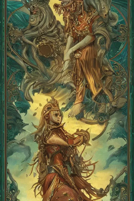 Image similar to cries of oizys, trending on cgsociety, 4 k digital art, intricately defined, complexly detailed, mannerism, [ tarot card ]!!!!!