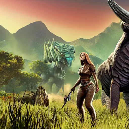 Image similar to an in-game screenshot of Adele as a character in Ark Survival Evolved