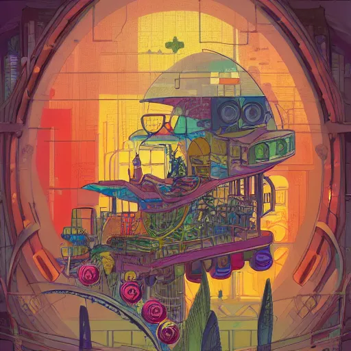 Prompt: a fruit. cyberpunk steampunk solarpunk in the style of a childrenbook illustration. maximalist mixed media. matte background in natural tones. hd