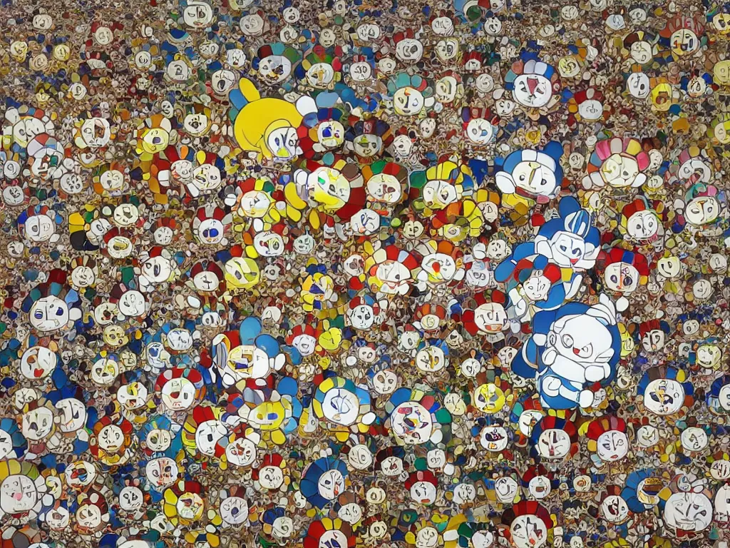 Image similar to Takashi Murakami’s Doraemon Dorami Gold Land of the Dead Fractal Dragon statue