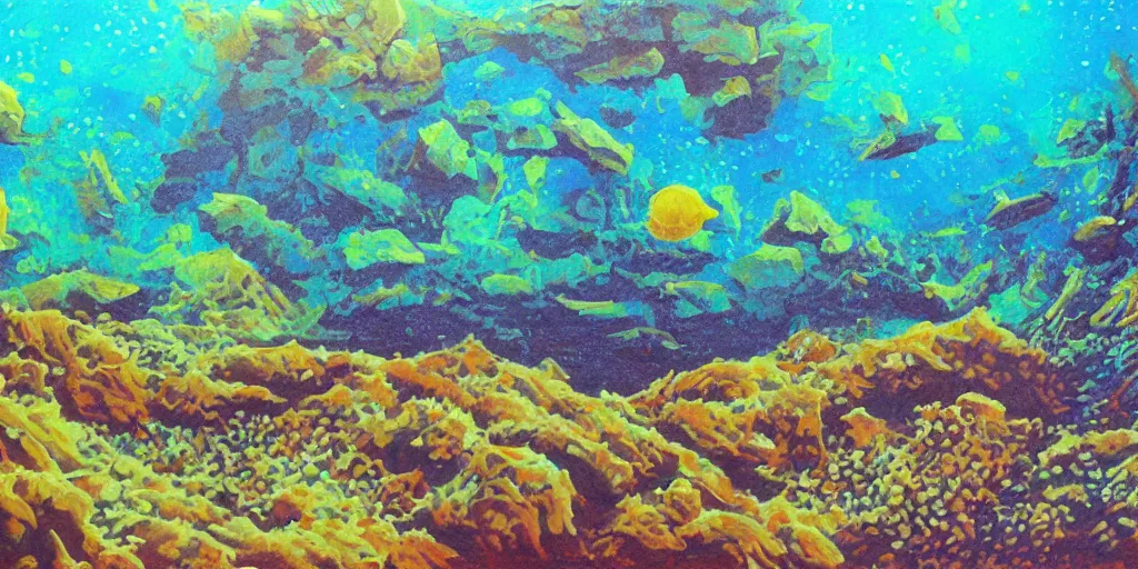Prompt: a desert underwater super detailed acrylic painting