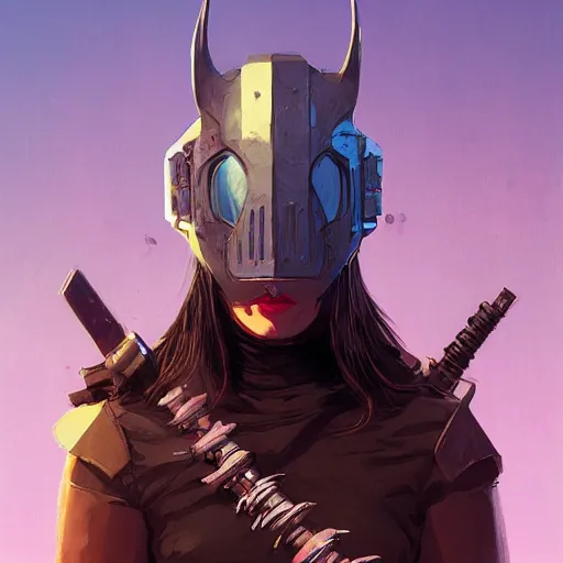 Image similar to cyberpunk viking helmet mask warrior goddess robot ninja fantasy, art gta 5 cover, official fanart behance hd artstation by jesper ejsing, by rhads, makoto shinkai and lois van baarle, ilya kuvshinov, ossdraws