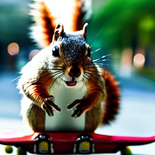 Image similar to a photo of a squirrel on a skateboard