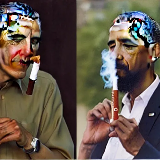 Image similar to a photo of obama and bin laden smoking a cigarette