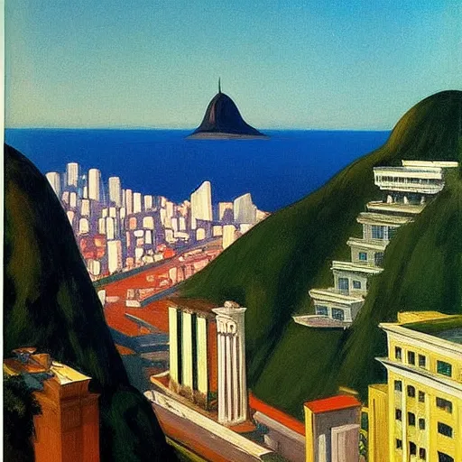 Image similar to rio de janeiro painted by edward hopper