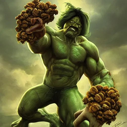 Image similar to snoop dog as hulk fights giant ganja plant, highly detailed, concept art, art by wlop and artgerm and greg rutkowski, masterpiece, trending on artstation, 8 k