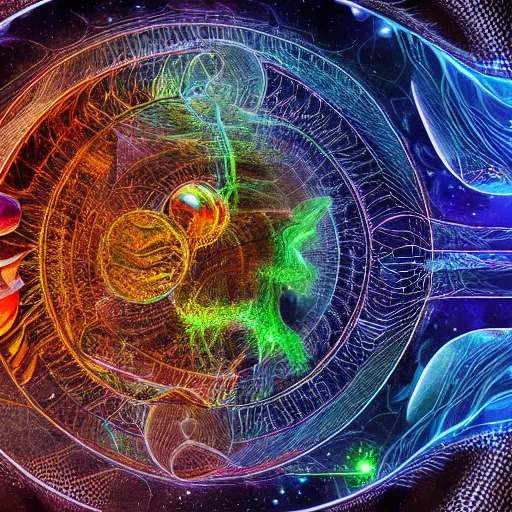 Image similar to organic machine learning how to evolve in earth and astral realm, realistic and hyper detailed photography, about symbiosis with, biological studium, 4 k, high quality image