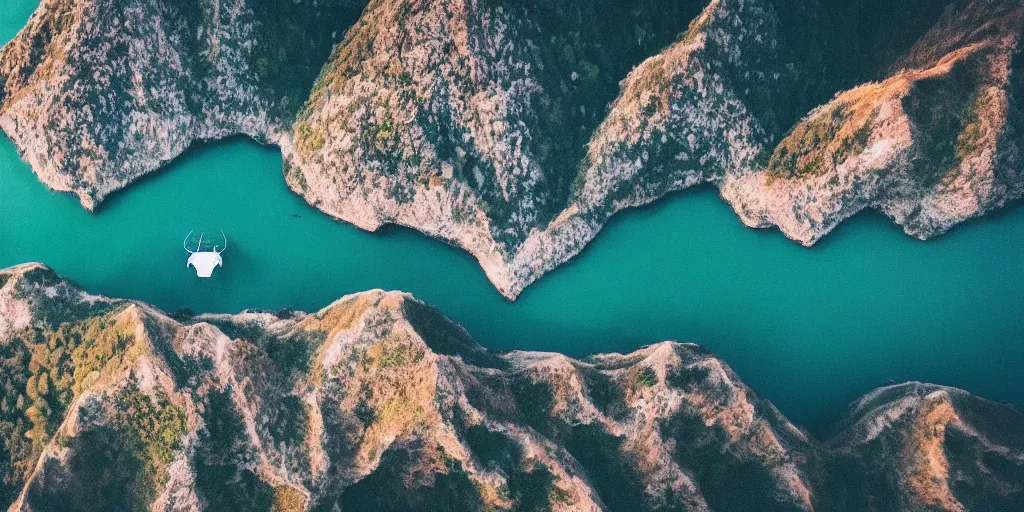 Image similar to nature landscape, aerial view, drone photography, cinematic, mountains and ocean