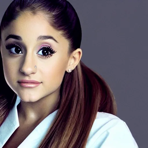 Image similar to ariana grande as a nurse, photography, realistic,