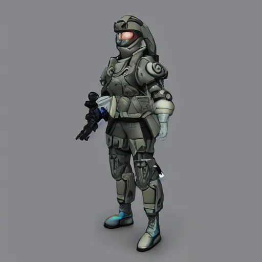 Prompt: a futuristic soldier captain with an armored visor and a blue shoulderpad