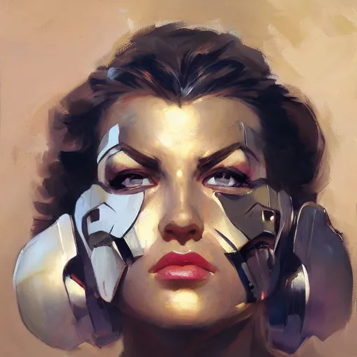 Image similar to Greg Manchess portrait painting of a woman cyborg, medium shot, asymmetrical, profile picture, Organic Painting, sunny day, Matte Painting, bold shapes, hard edges, street art, trending on artstation, by Huang Guangjian and Gil Elvgren and Sachin Teng