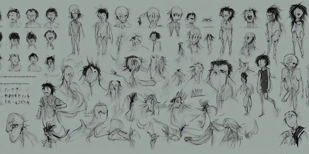 Image similar to monster concept art character sheet for animated films made by studio ghibli