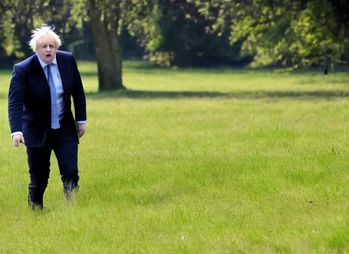 Prompt: photo still of boris johnson touching grass, 8 k, sunny day in a park