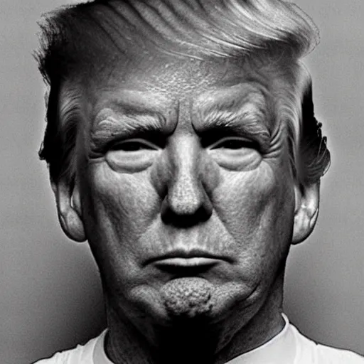 Image similar to donald trump mugshot, black eye, depressing