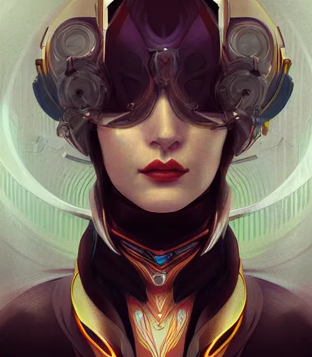 Image similar to portrait of a cyberpunk art deco woman who looks like Rias Gremory sci-fi, fantasy, intricate, elegant, highly detailed, digital painting, artstation, smooth, sharp focus, illustration, art by artgerm and greg rutkowski and alphonse mucha