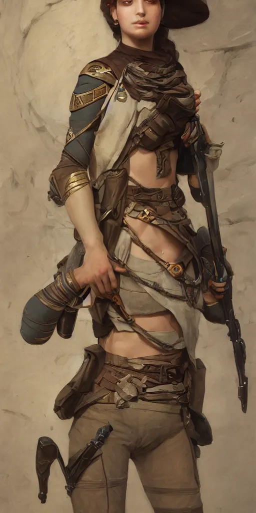 Image similar to egyptian female ranger, masterpiece by edgar maxence and ross tran and michael whelan, gustav dore, 8 k, octane render