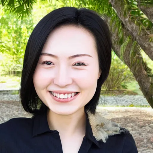 Image similar to face of a smiling beautiful 30 years old chinese woman with blonde hair