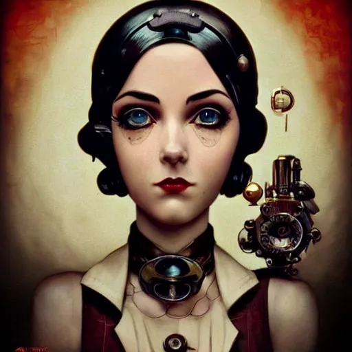 Prompt: Lofi Steampunk Bioshock portrait, Pixar style, by Tristan Eaton Stanley Artgerm and Tom Bagshaw