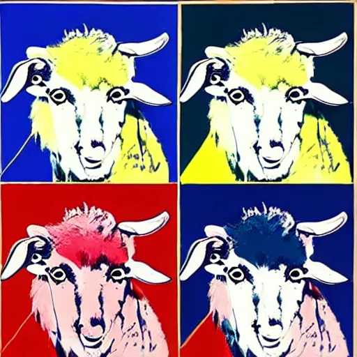 Image similar to andy warhol as a goat