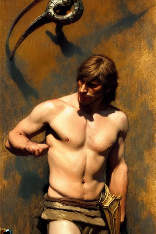 Image similar to attractive male, skyrim, painting by gaston bussiere, craig mullins, j. c. leyendecker, edgar degas