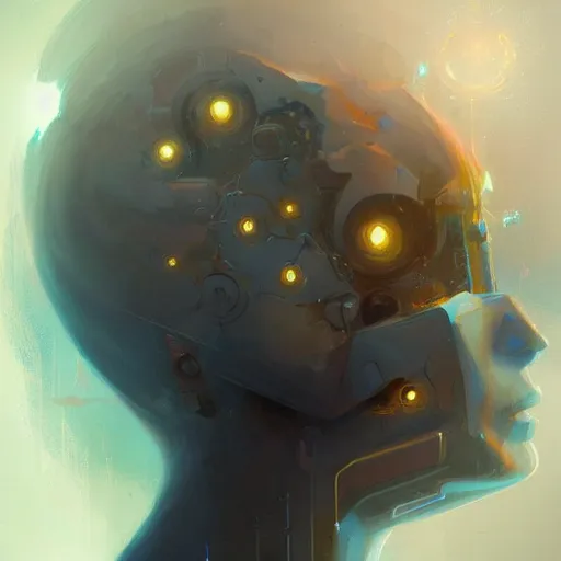 Image similar to the abstract concept of a sentient neural net artificial mind, concept art, by peter mohrbacher