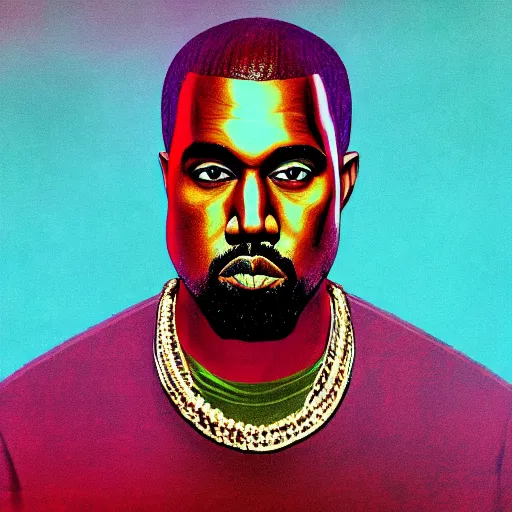 Image similar to an extremely psychedelic portrait of kanye west, surreal, lsd, face, detailed, intricate, elegant, lithe, highly detailed, digital painting, artstation, concept art, smooth, sharp focus, illustration,