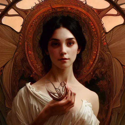 Prompt: portrait of a demon, intricate, elegant, highly detailed, digital painting, artstation, concept art, smooth, sharp focus, illustration, art by artgerm and greg rutkowski and alphonse mucha and william - adolphe bouguereau