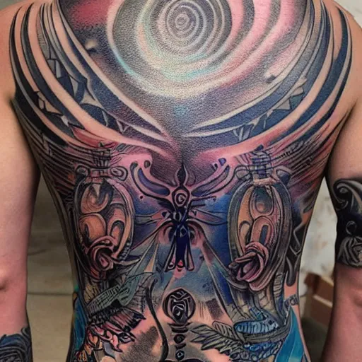 Image similar to my back tattoo is a portal to another dimension