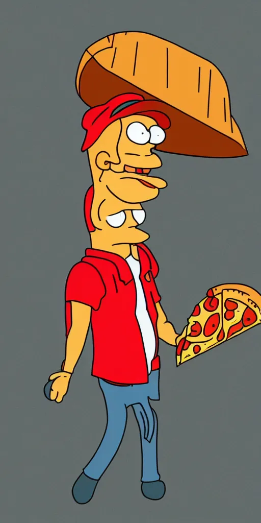 Prompt: a pizza delivery boy resembling Philip J. Fry standing in the doorway holding a pizza box, eerie lighting coming from behind, late at night, fireflies