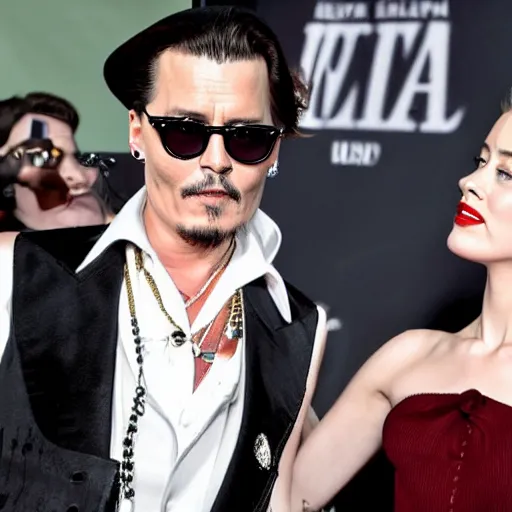 Image similar to Amber Heard yelling and throwing a wine bottle at Johnny Depp