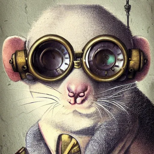 Prompt: a rat with steampunk googles, by CGSociety
