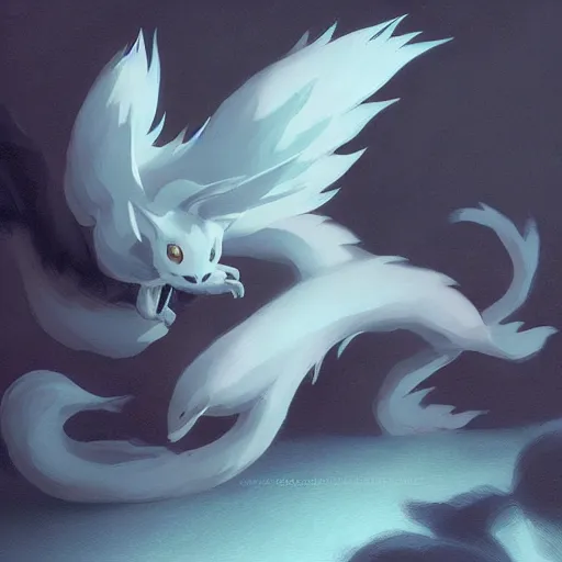 Image similar to Pokémon NineTails, Greg rutkowski, Trending artstation, cinematográfica, digital Art