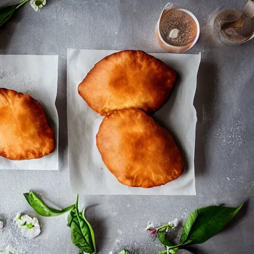 Prompt: a cake made of panzerotti, food photography