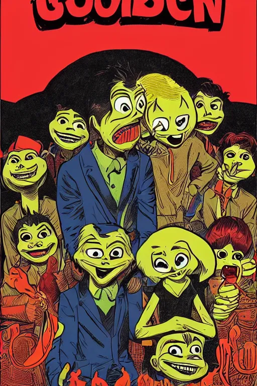 Prompt: the cover of a new goosebumps book, in the style of jamie hewlett, detailed, aesthetic,