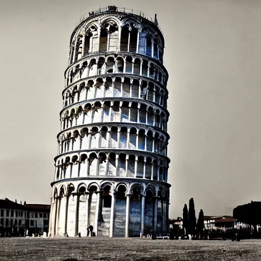 Image similar to a demolished and ruined leaning tower of pisa