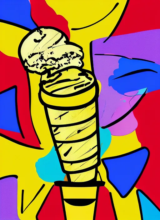 Image similar to ice cream pop art, representation with abstraction, highly detailed digital art, realistic, cinema hd, 8 k resolution, dslr