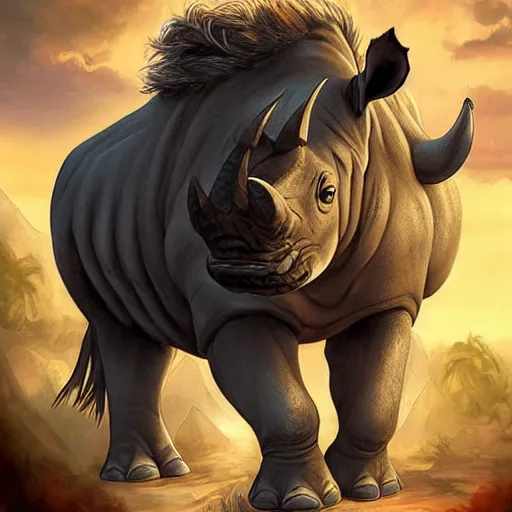 Image similar to rhino lion hybrid, hearthstone art style, epic fantasy style art, fantasy epic digital art, epic fantasy card game art