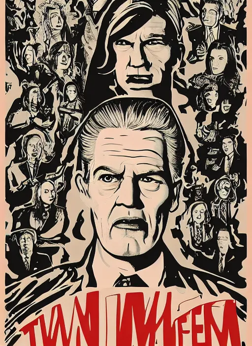 Prompt: twin peaks movie poster art by florian bertmer