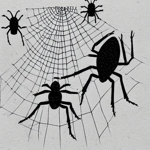 Image similar to “what if everything was spiders, style of Edward Gorey”