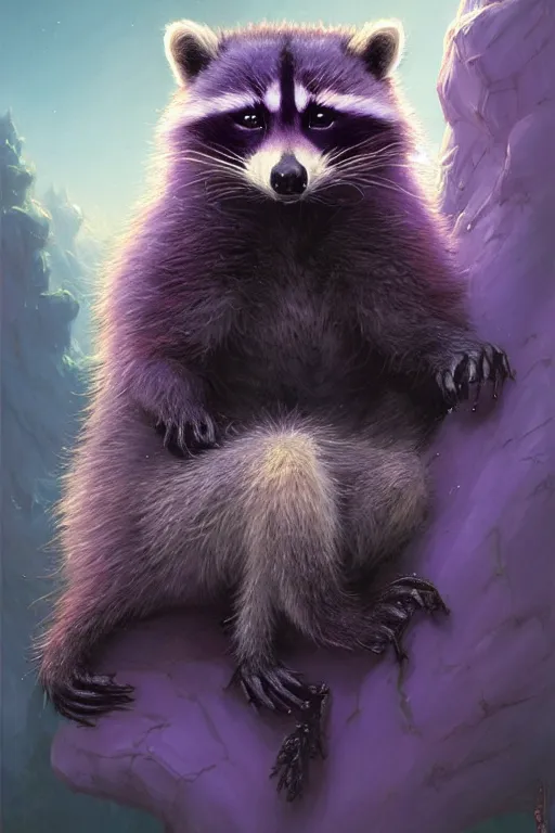 Image similar to purple stelar raccoon by andreas rocha and john howe, and Martin Johnson Heade, featured on artstation, featured on behance, golden ratio, f32, well composed, cohesive