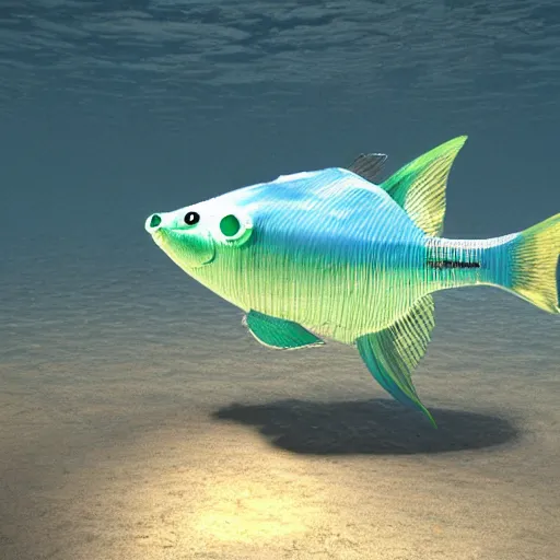 Prompt: a robot fish in the water, photorealistic, 3D, accurate