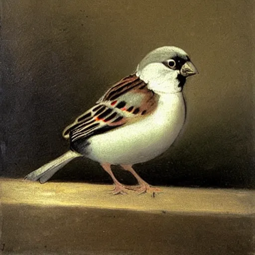 Image similar to a sparrow, by Francisco Goya, oil on canvas