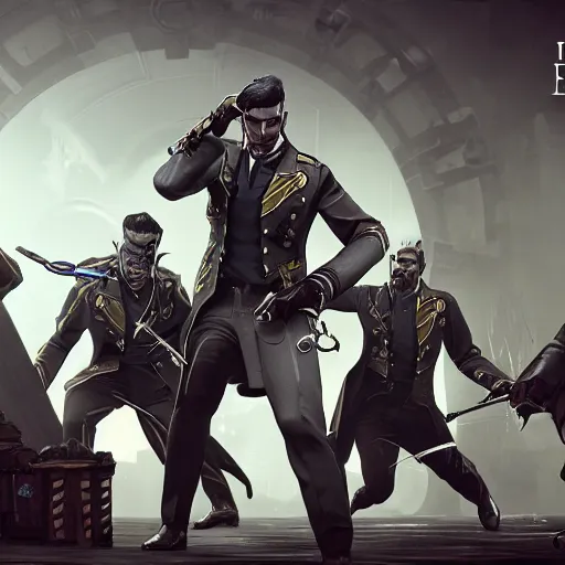 Prompt: dishonored clockwork soldiers in melee combat with rick astley, realism, artstationhd, octane render, cgsociety, 3 d shading, r / art